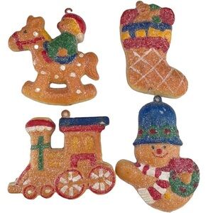 Set of 4 Four Sugared Christmas Tree Ornaments